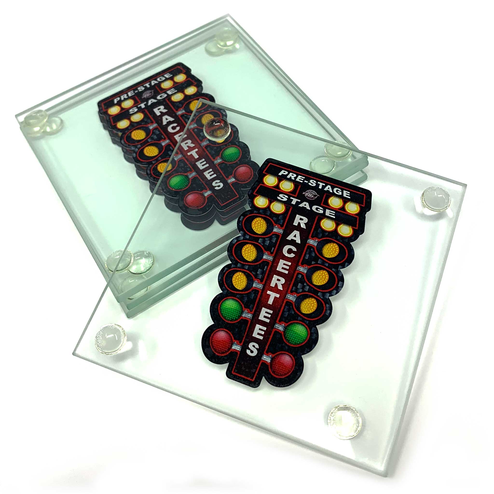 Drag Racing Tree Glass Drink Coasters - Racer Tees