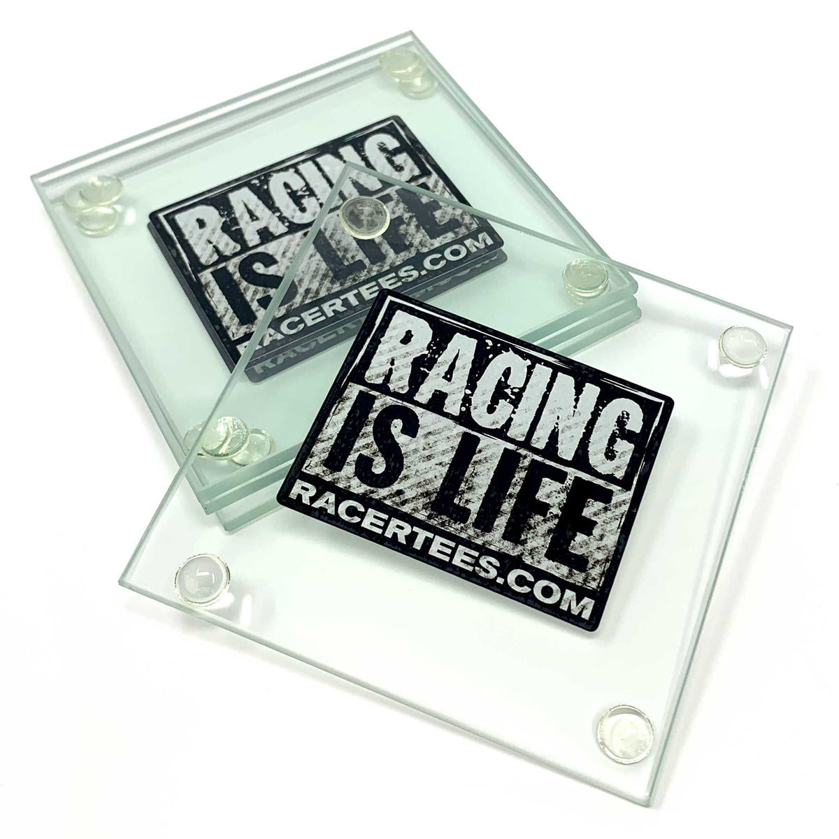 Racing is Life Glass Drink Coasters